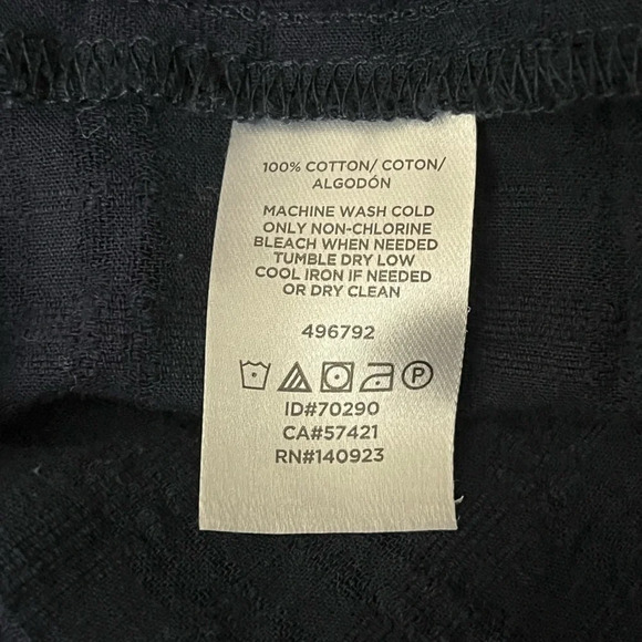 Ann Taylor Loft Button Down Blouse Top Navy Blue  Long Sleeves 100% Cotton XS - Picture 6 of 8